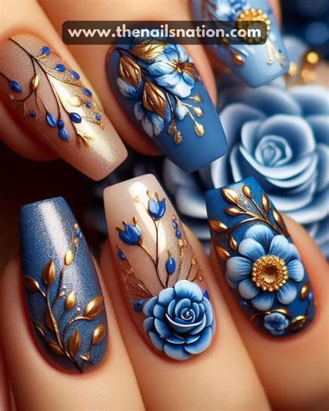 10 Stunning Royal Blue and Gold Nail Designs - The Nails Nation