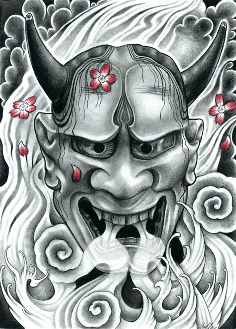 Hannya Mask Drawing at PaintingValley.com | Explore collection of ...