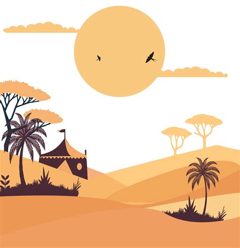 Vibrant Desert Artwork Featuring Camels Lush Plants traditional tent