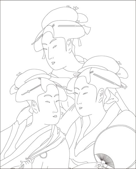 高齢者レク素材 喜多川歌麿2｜浮世絵塗り絵｜介護レク広場～レク素材やレクネタ（企画書）の無料ダウンロード