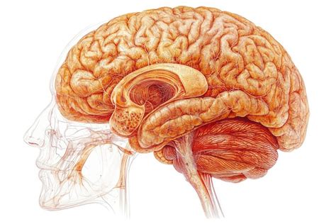 detailed illustration   human brain  profile showing