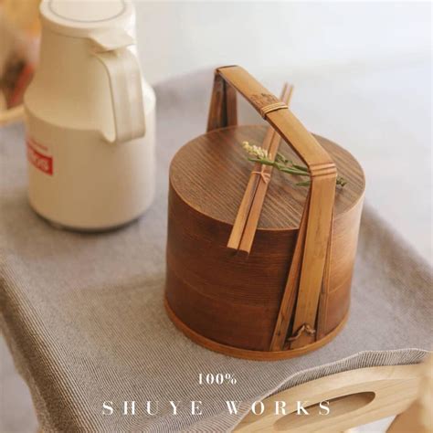 Japanese-Style Wooden Lunch Box Double Layer - Coastal Chic