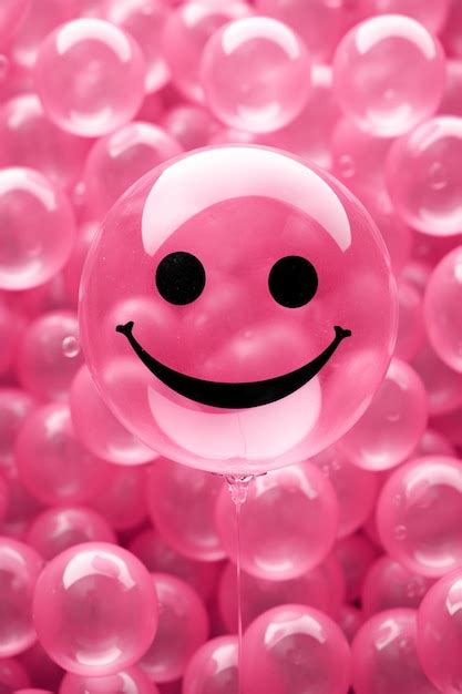 Premium Photo | Bubblegum pink pattern balls 3d yummy gummy SMILEY