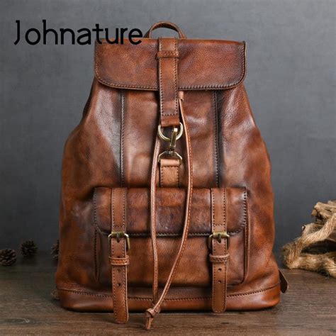 Купить Johnature натуральная кожа мужской рюкзак винтажный большой ...