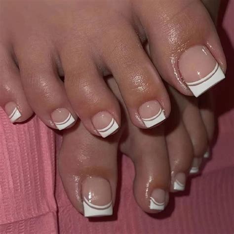 Amazon.com: Press on Toenails - Diowino White French Tip Fake Toenails ...