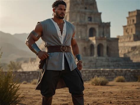 A man in a costume stands in front of a building | Premium AI-generated ...