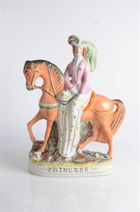 Staffordshire Pottery Figures | princess on horseback