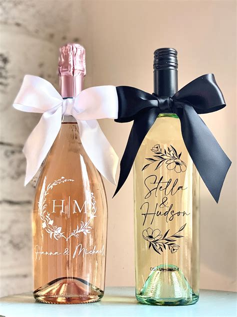 personalized engagement wine bottle label wedding monogram decal etsy