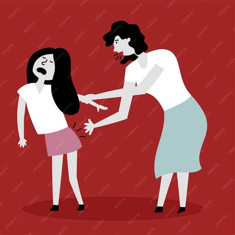 Maman donne une fessée à sa fille | Vecteur Premium