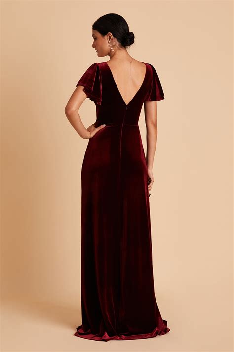 Hannah Dress - Cabernet Velvet Bridesmaid Dress | Birdy Grey