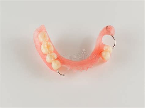 Acrylic Denture with Metal Clasps Stock Photo - Image of periodontics ...