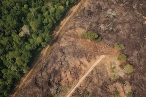 Premium AI Image | Aerial view of an area of deforestation