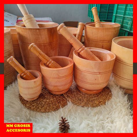 jual lesung kayu mahoni alu tumbukan kayu extra jumbo shopee