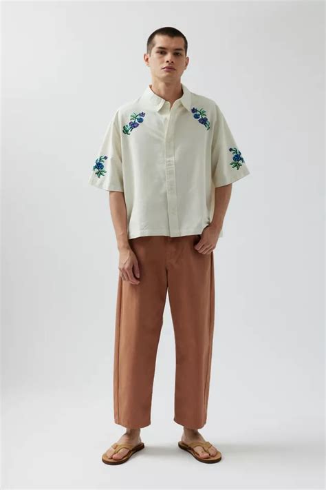 UO Embroidered Cropped Shirt | Urban Outfitters