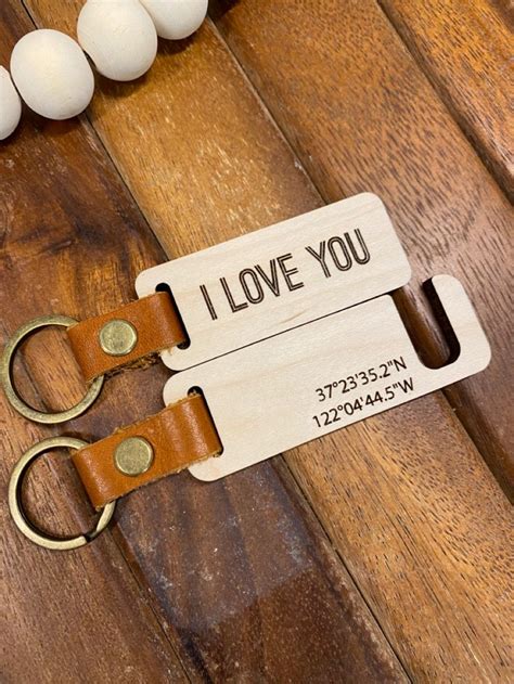 Wooden keychain / phone stand | Wooden keychain, Custom coordinates ...