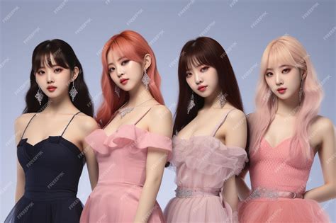 Корейская группа девушек-кумиров k-pop, нежные и четкие черты лица ...