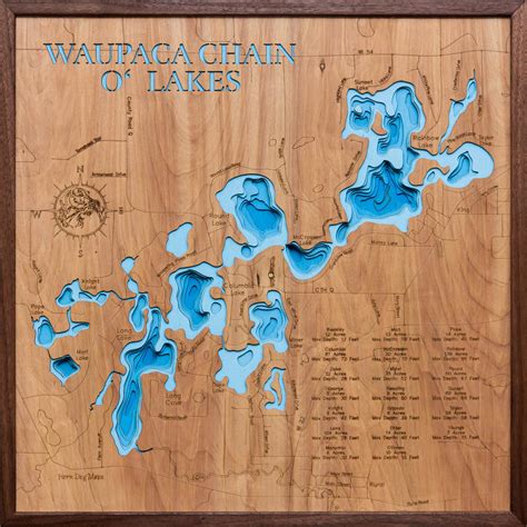 Waupaca Chain O' Lakes in Waupaca County, WI – Horn Dog Maps