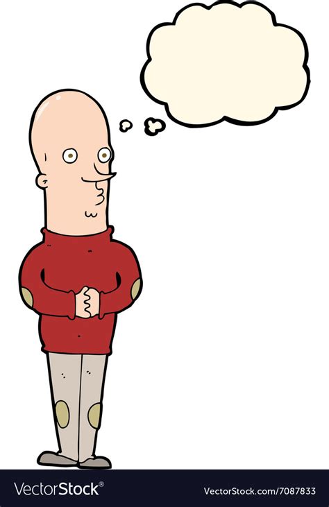 Cartoon funny bald man with thought bubble Vector Image