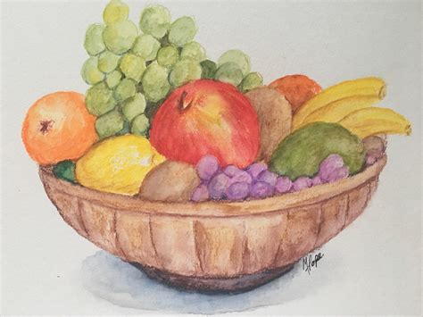 Fruit Bowl Watercolor Painting/fruit Watercolor/watercolor | Etsy