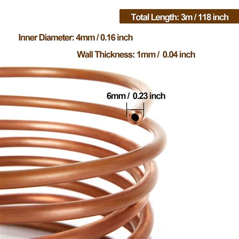 Buy SHANQ 3M Refrigeration Copper Tubing, 6mm OD x 4mm ID Soft Plumbing