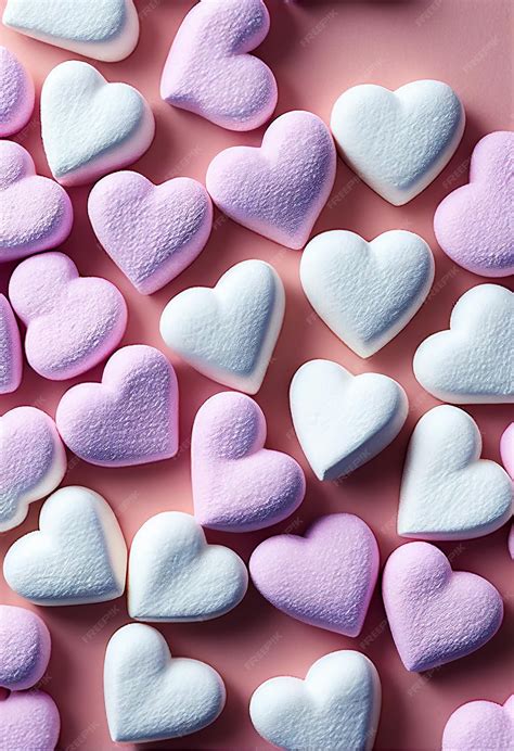Premium AI Image | A pink heart shaped candy with white and pink hearts ...