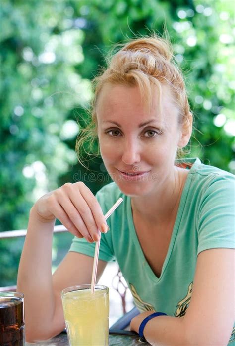 Beautiful Woman with Cocktail Stock Image - Image of fruit, adult: 19105133