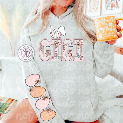 GIGI Bunny : Faux Embroidery : Sleeve Combo PNG – MYMARK Digitals