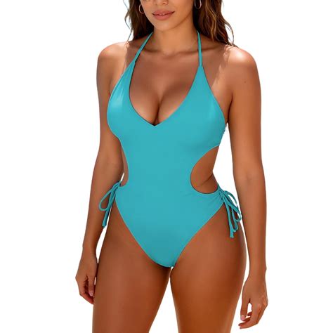 Womens Sexy One Piece Swimsuit Cut Out Slimming One Shoulder Bathing