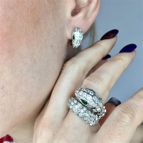 Комплект змеи Bvlgari Sepenti (серебро 925) (серьги, кольцо, браслет ...