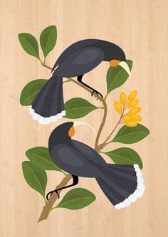 Huia on Karaka - Native NZ Bird Art Print on bamboo veneer Bird Art ...