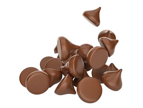 Scattering of tasty chocolate chips Chocolate morsels choco chips 3d ...
