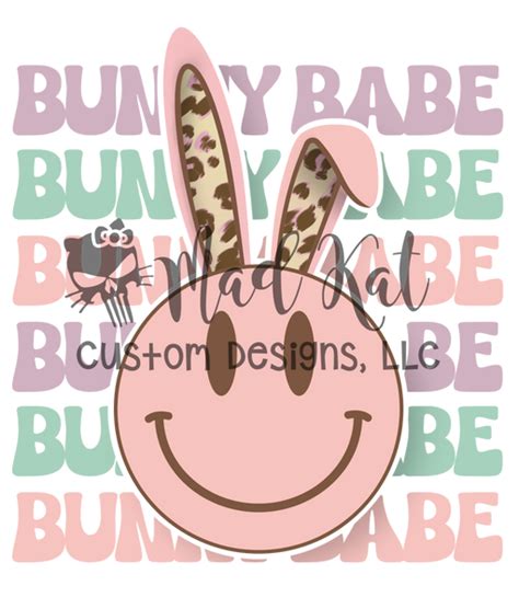 bunny babe smiley sublimation transfer mad kat custom designs llc