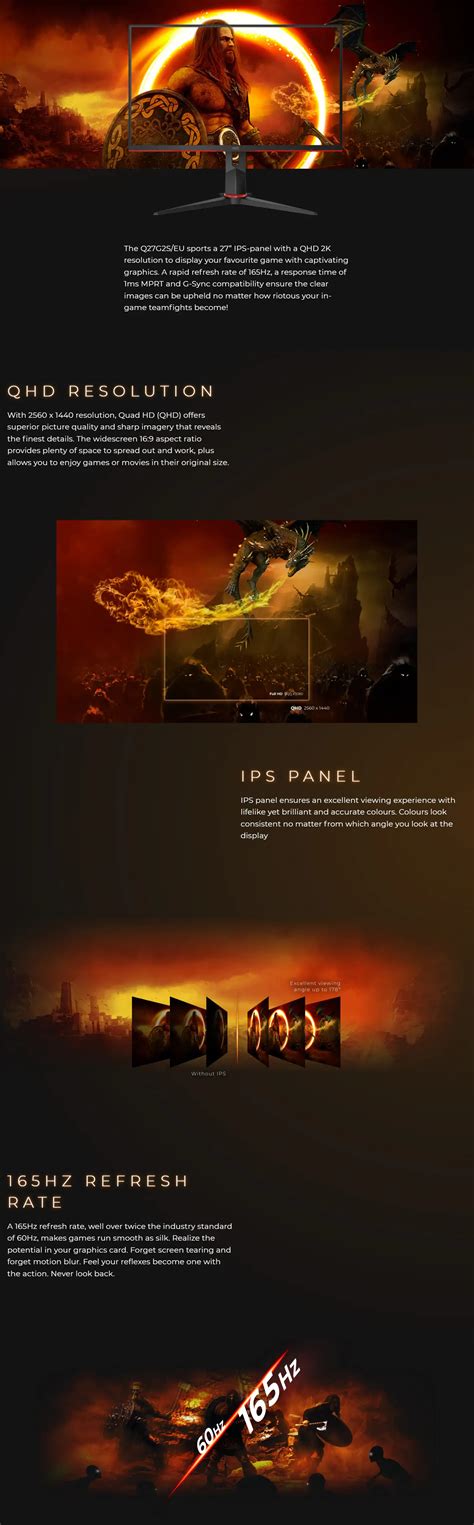 AOC Q27G2S/EU 27" QHD 165Hz IPS Gaming Monitor - CPL Online