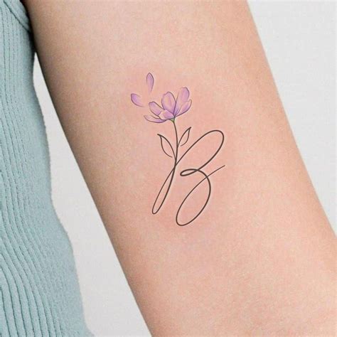 custom floral initial tattoo design cursive font digital