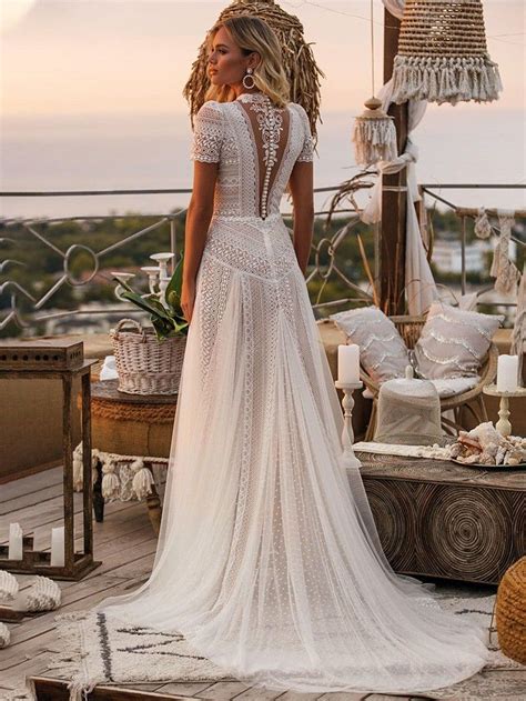 Boho wedding dress willow lace bridal dress bohemiam bridal dress high