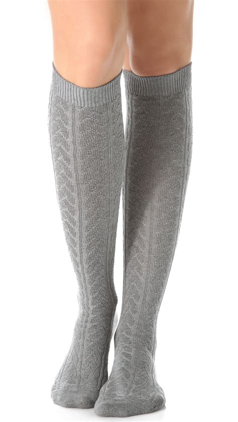 Lyst - Falke Striggings Cable Knit Knee High Socks - Grey in Gray