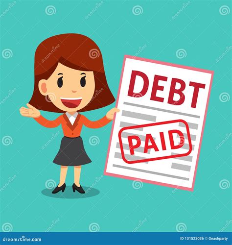 Vector Cartoon Businesswoman Paid His Debt Stock Vector - Illustration