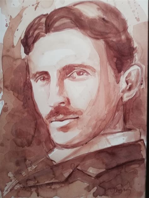 Slika Nikola Tesla, autor Kovačević Mira, Slikanje vinom - Vodene boje ...