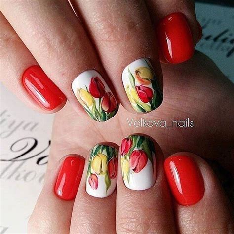 #ногти #маникюр #дизайнногтей #гельлак #шеллак | Tulip nails, Bright ...