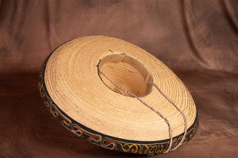 vintage straw sombrero  embroidered brim  west collector