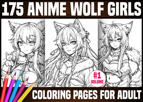 175 Anime Wolf Girls Coloring Pages- KDP Grafik Von E A G L E