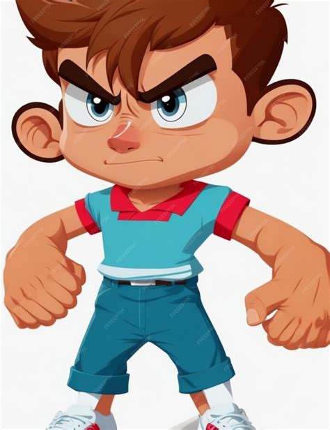 Premium AI Image | A determined boy cartoon character with a determined ...