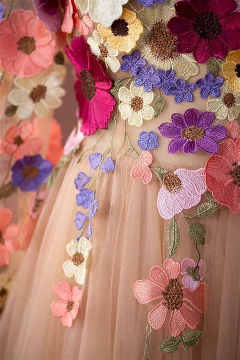 Multi Floral 3D Dress 3D Floral Appliques Gown Long Sleeve - Etsy