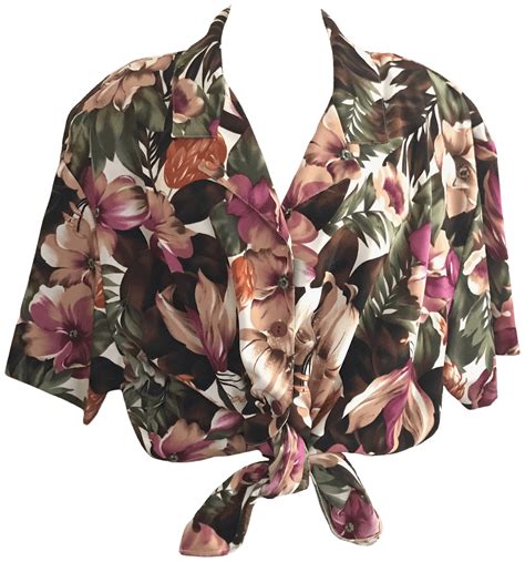 Vintage Teddi Plus Size 3x Tropical Print Blouse by Teddi | Shop THRILLING