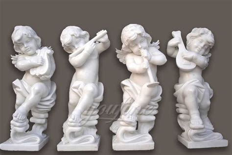 Hand carved decoration marble cherub statues with music - YouFine