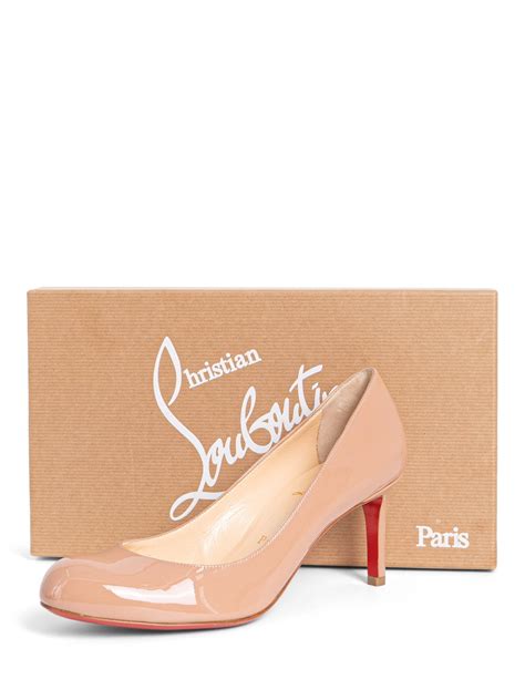 Christian Louboutin Patent Leather Round Toe Pumps 70 Nude