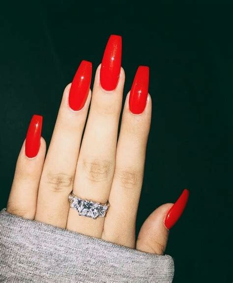 Picture Of red coffin nails look very hot and sexy