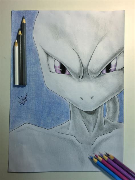 Pokemon Mewtwo - Colored Pencil Drawing by nelsonaubert on DeviantArt