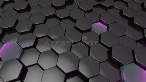 Черный шестиугольник с зеленым и фиолетовым краем 3d представляют обои ...