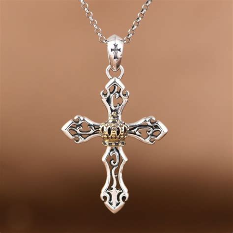 Sterling Silver Crown Cross Necklace - VVV Jewelry